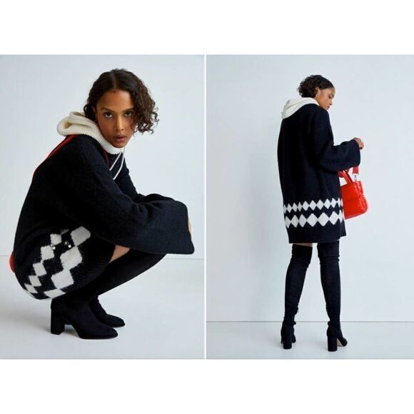 H&M Knit Dress Decorated Beaded Wide Sleeves New - Picture 9 of 10